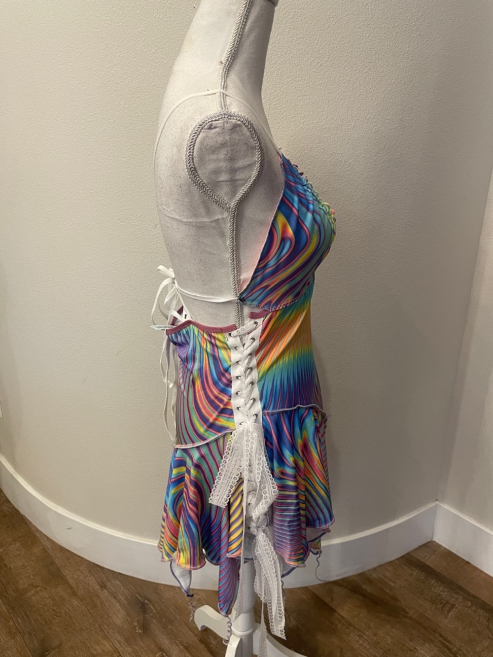 Vibrant Rainbow Swirl Mini Dress - Picture 5 of 6